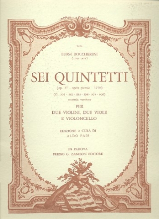 6 quintetti op.27 (secunda versione) per 2 violini, 2 viole e violoncello parti