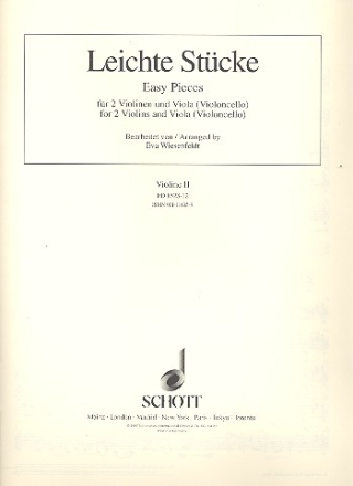 Leichte Stcke fr 2 Violinen und Viola (Violoncello) Einzelstimme - Violine II