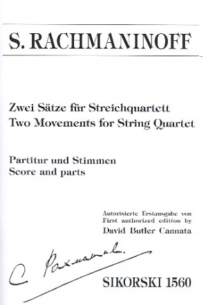 2 Stze fr Streichquartett Partitur und Stimmen