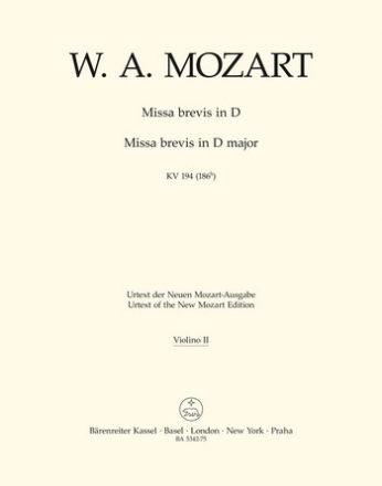 Missa brevis D-Dur KV194 fr Soli, gem Chor und Orchester Violine 2