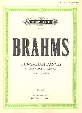 Hungarian Dances nos. 1, 3, 5 for violin and piano