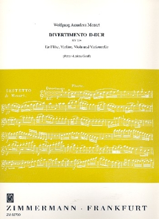 Divertimento D-Dur KV334 fr Flte und Streichtrio Partitur und Stimmen