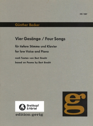 4 Gesnge nach Bert Brecht fr tiefere Stimme und Klavier