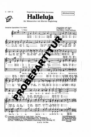 Halleluja fr Mnnerchor und Klavier Chorpartitur