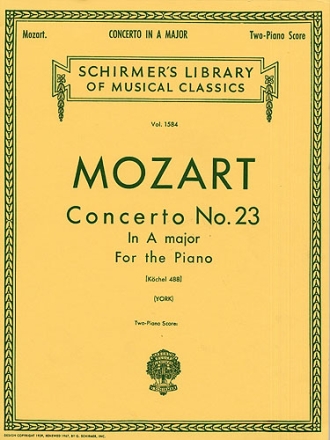 Concerto a major no.23 KV488 for piano and orchestra for 2 pianos 4 hands two-piano-score