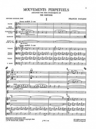 Mouvements Perpetuels for 9 Instruments score