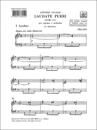 Laudate pueri RV601 fr Sopran und Orchester Stimmensatz (Streicher 3-3-2-2)