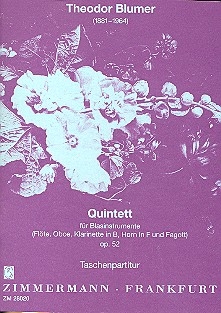 Quintett op.52 fr Flte, Oboe, Klarinette (B), Horn (F), Fagott Studienpartitur