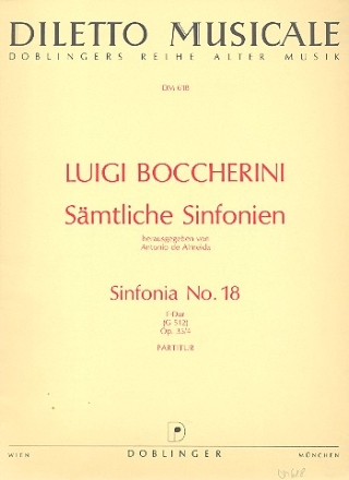 SINFONIA F-DUR NR.18 OP.35,4 FUER KAMMERORCHESTER   PARTITUR ALMEIDA, ANTONIO DE, ED