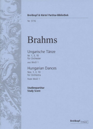 Ungarische Tnze Nr.1, 3, 10 fr Orchester Studienpartitur