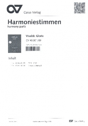 Gloria D-Dur RV589 fr Soli (SSA), Chor und Orchester Harmonie