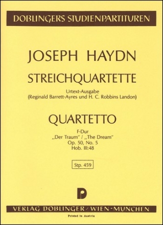 STREICHQUARTETT F-DUR OP.50,5 HOB.III:48,  STUDIENPARTITUR BARRETT-AYRES, REGINALD, ED