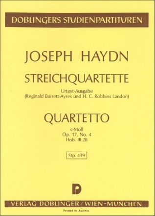 Streichquartett c-Moll op.17,4 Hob.III:28  Studienpartitur