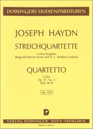 Streichquartett G-Dur op.17,5 Hob.III:29 Studienpartitur