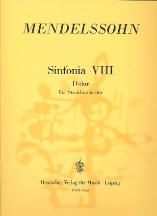 Sinfonia D-Dur Nr.8 (Jugendsinfonie Nr.8) fr Streichorchester Partitur