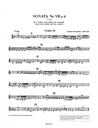 SonatE d-moll Nr.7  4 fr Streicher und Bc Violine 3