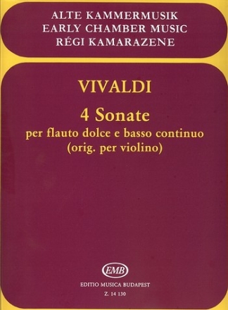 4 sonate per flauto dolce e bc (orig. per violino)