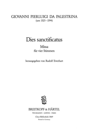 Dies Sanctificatus Motette fr gem Chor Partitur (la)