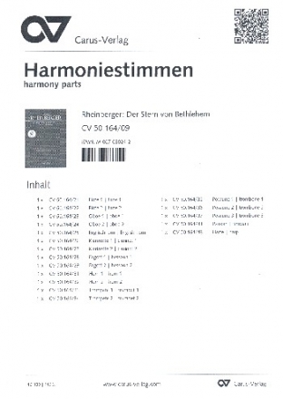 Der Stern von Bethlehem op.164 fr Soli (SB), 8stg. Chor und Orchester Harmonie