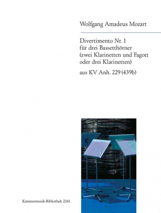 5 Divertimenti KVanh.229 Nr.1 fr 2 Klarinetten und Fagott Partitur und Stimmen