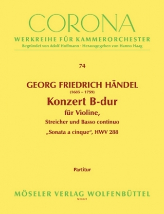 Konzert B-Dur fr Violine und Streichorchester Partitur