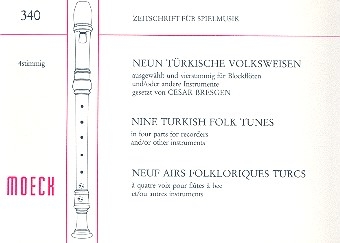 9 trkische Volksweisen fr 4 Blockflten (SATB)