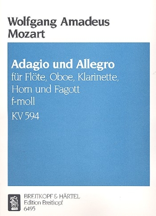 Adagio und Allegro f-Moll KV594 fr Flte, Oboe, Klarinette, Horn, Fagott Stimmen