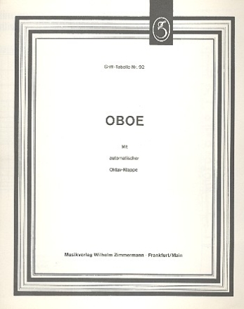 Grifftabelle fr Oboe mit automatischer Oktav-Klappe