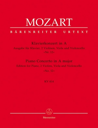 Konzert A-Dur KV414 fr Klavier und Orchester fr Klavier und Streichquartett