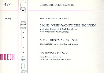 6 weihnachtliche Bicinien fr 2 Blockflten in C