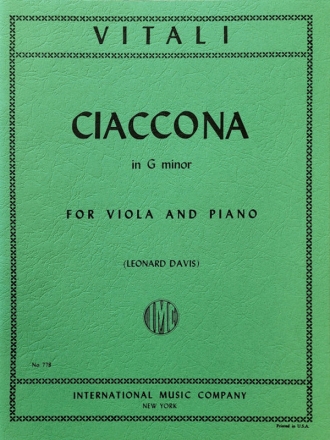 Ciaccona in g minor for viola and piano DAVIS, LEONARD, ED