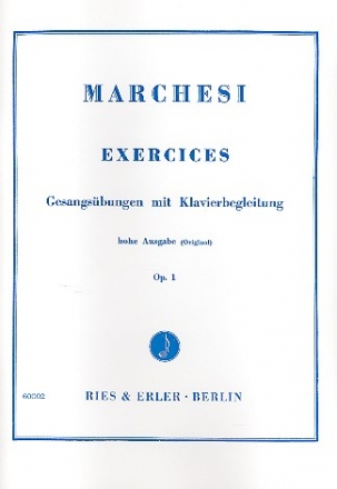 Exercises op.1  Gesangsbungen mit Klavierbegleitung (hohe Ausgabe)