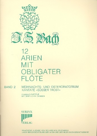 12 Arien mit obligater Flte Band 2 fr Gesang, Flte und Cembalo Stimmen