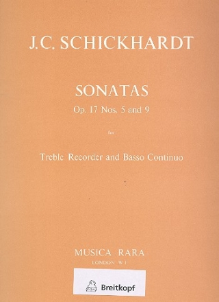 Sonatas op.17 nos.5 and 9 for treble recorder and bc