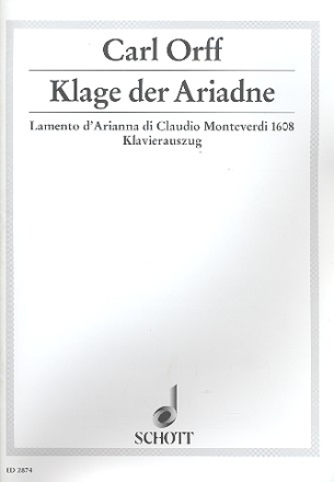 Klage der Ariadne fr Alt und Orchester Klavierauszug