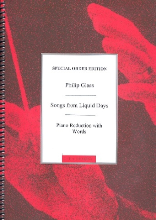 Philip Glass: Songs from liquid Days piano/vocal