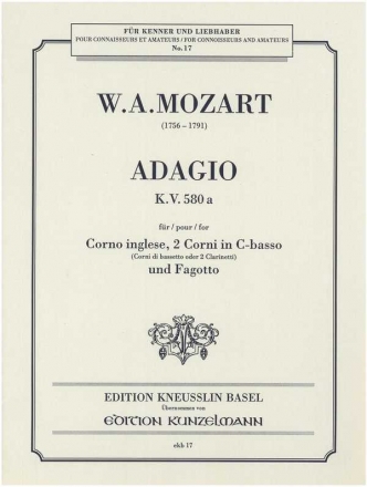 Adagio KV580a fr Corno inglese, 2 corni in C, Basso und Fagott Partitur und Stimmen