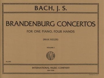 Six Brandenburg Concertos,Vol.1 Nos. 1-3 for piano 4 hands REGER, MAX, ED.