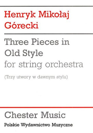 3 Pieces in old Style for string orchestra study score archive copy