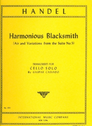 Harmonious Blacksmith Air and variations from the suite no.5 for cello solo