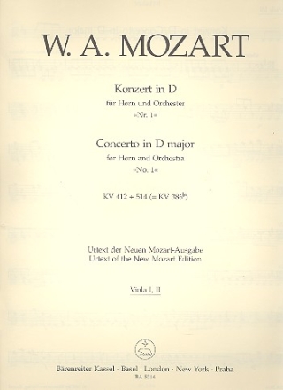 Konzert D-Dur KV412 fr Horn und Orchester Viola 1/2