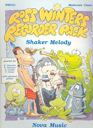 Shaker Melody for 4 recorders (SSAT) with optional piano