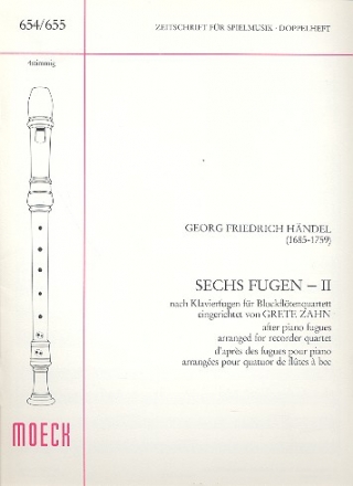 6 Fugen nach Klavierfugen Band 2 fr 4 Blockflten (SATB)