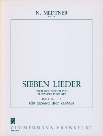 7 Lieder op.52 Band 1 (Nr.1-3) fr Gesang und Klavier