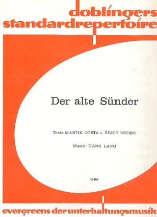 Der alte Snder: Einzelausgabe fr Gesang und Klavier