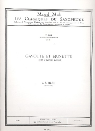 Gavotte et musette pour saxophone alto et piano extrait de la suite de clavecin no.6