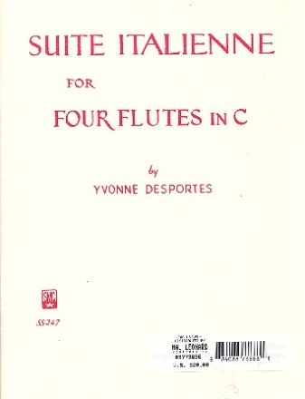 Suite italienne for 4 flutes in C score and parts