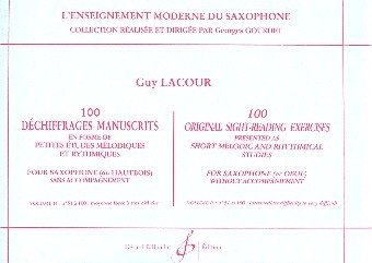 100 dchiffrages manuscrits vol.2 pour saxophone ou hautbois