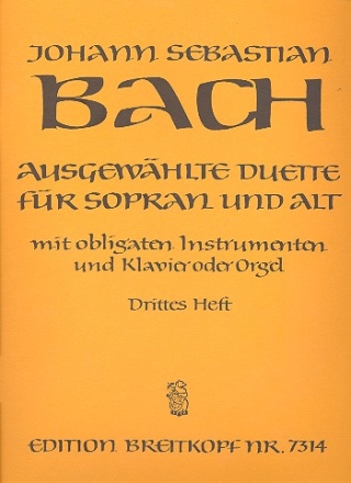 Ausgewhlte Duette Band 3 fr Sopran, Alt,mit obligaten Instrumenten und Klavier (Orgel)