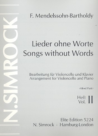 Lieder ohne Worte Band 2 fr Violoncello und Klavier